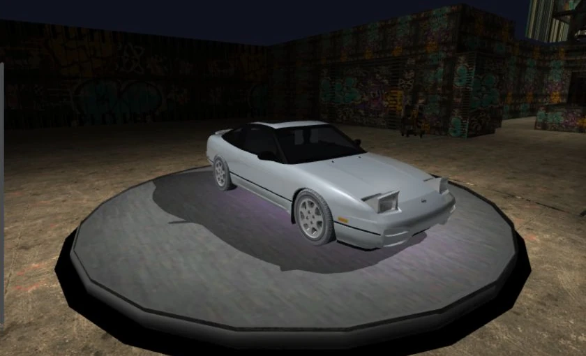 Garagem e carro renderizados no jogo